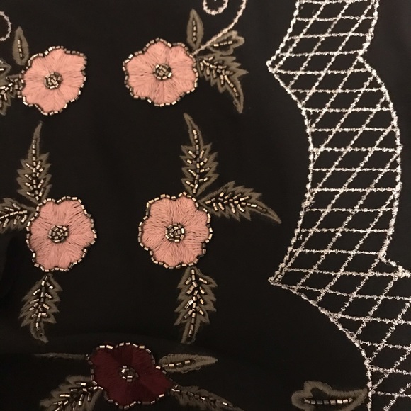 GUESS Flower Embellished Top in Sheer Black - Picture 6 of 8